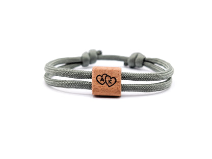 Holzarmband | Herzen mit Buchstaben